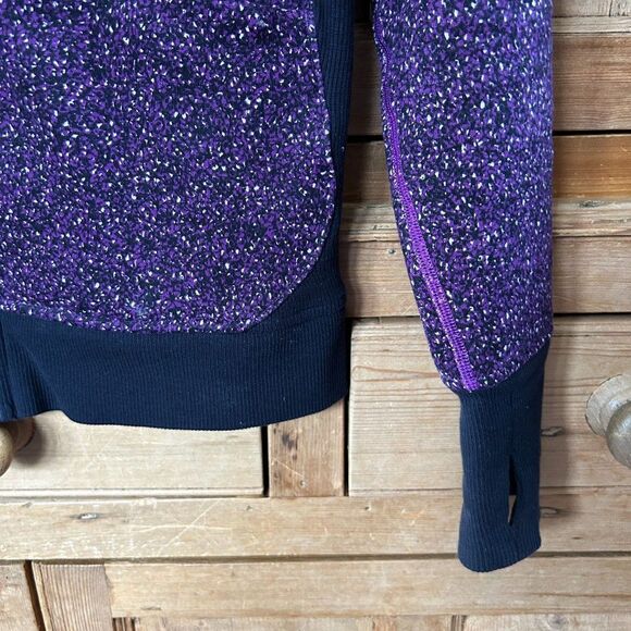 Lululemon 6 Black Purple Hoodie Full Zip Scooba Hood Pockets Speckled - Picture 5 of 13